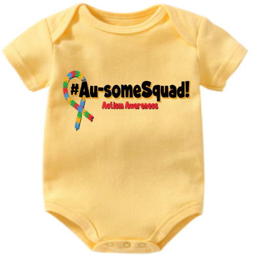 Au-Some Squad! Short-sleeve, Yellow Onesie #SupportAutism